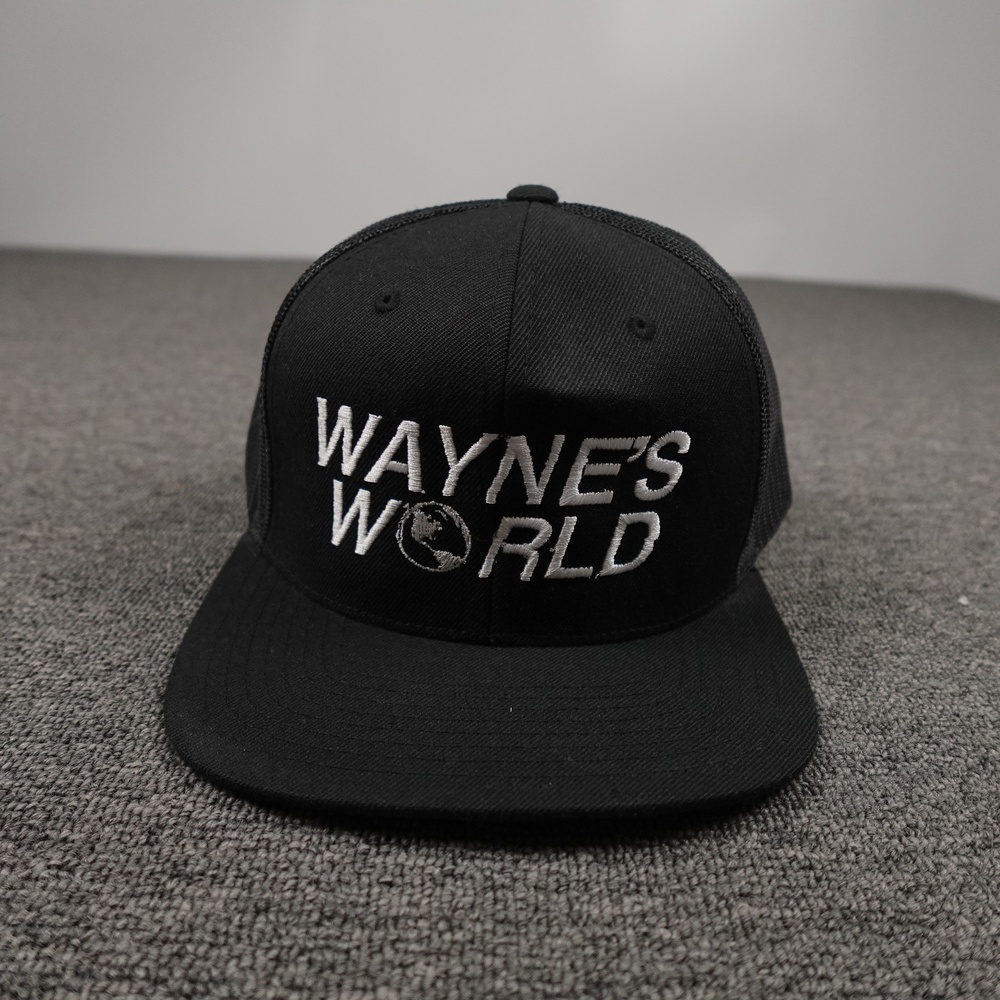 Vintage Wayne's World Lids Hat Cap Snap Back Mens One Size Black Mesh Trucker